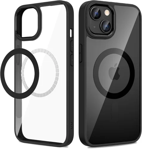 Miniatura 10 de VEGO Funda para iPhone 13 y iPhone 14, con imanes integrados, parte trasera de policarbonato duro transparente + funda delgada de TPU suave
