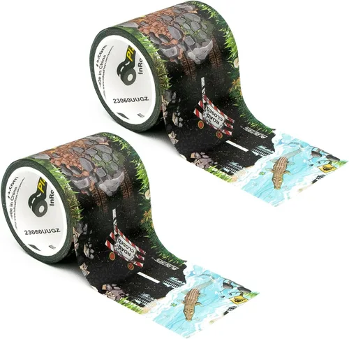 Miniatura 10 de PlayTape Cinta de carretera para autos de juguete, se adhiere a superficies planas, sin residuos; 2 pulgadas de ancho x 30 pies de carretera