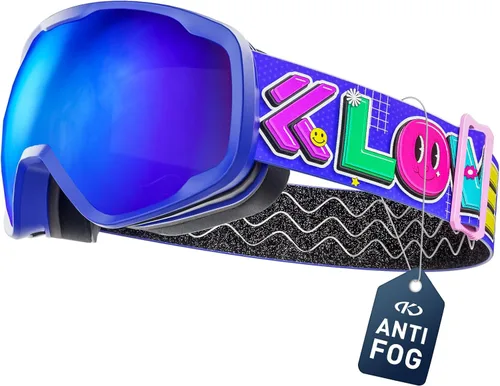 KAPVOE Kids Ski Goggles Boys Girls Snowboard Glasses Snow Sports for Children Age 4-12, Anti Fog, UV Protection, K723