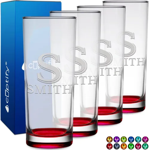 Miniatura 75 de Highball personalizado de 10.5 onzas con fondo negro, vaso Collins alto personalizado, cóctel de bebida mixta recta, inicial con nombre de regalo