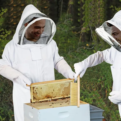 Miniatura 6 de Traje de abeja profesional para hombres y mujeres con guantes, traje de apicultura de cuerpo completo con capucha ventilada, traje de abeja