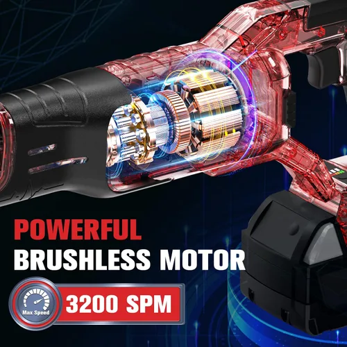 Miniatura 2 de MtiolHig Sierra recíproca inalámbrica para Milwaukee 18V Batería: 3200 SPM Sawzall sin escobillas, 3 velocidades variables, longitud de carrera