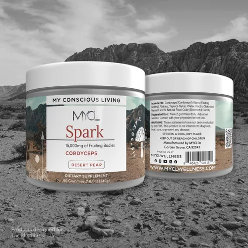 Miniatura 2 de MYCL Spark Cordyceps - Gomitas de hongos para energía y resistencia - Cuerpos frutales Cordyceps de 500 mg - Gomitas de hongos para adultos y niños
