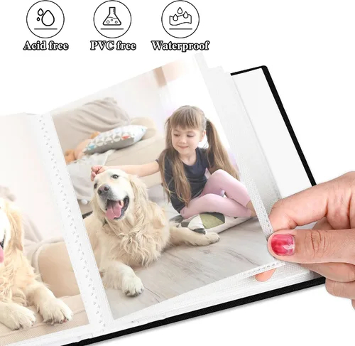 Miniatura 5 de Álbum de fotos de 4 x 6 pulgadas, 52 bolsillos, con cubierta de lino, álbumes de fotos para familia, boda, bebé, libro de fotos con capacidad