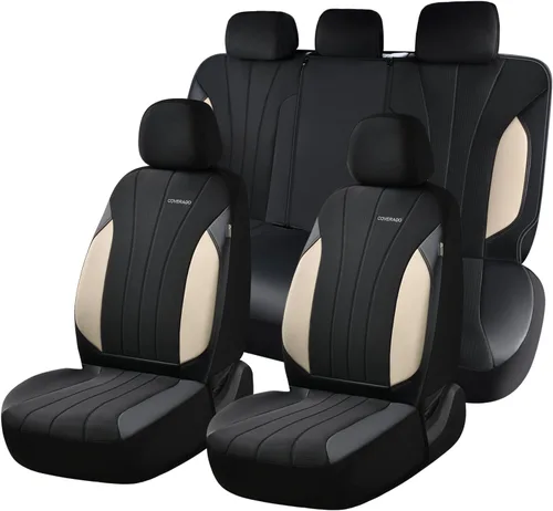 Miniatura 38 de Coverado Fundas de asiento delantero, fundas de asiento beige, 2 asientos, protectores de cuero para automóvil, paquete de 2, fundas de asiento