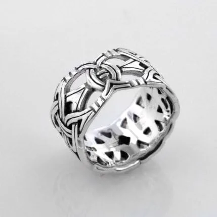 Miniatura 4 de Viking Braided Wedding Band Borre Knot Norse Celtic 10mm Sterling Silver Ring(Sizes 4,5,6,7,8,9,10,11,12,13,14,15)