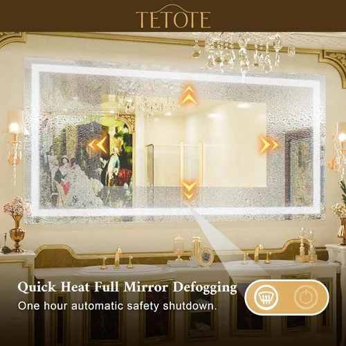 Miniatura 4 de TETOTE Espejo de baño LED de 55 x 36 pulgadas con luces, antiniebla, regulable, iluminado para montaje en pared, espejo maestro de maquillaje moderno
