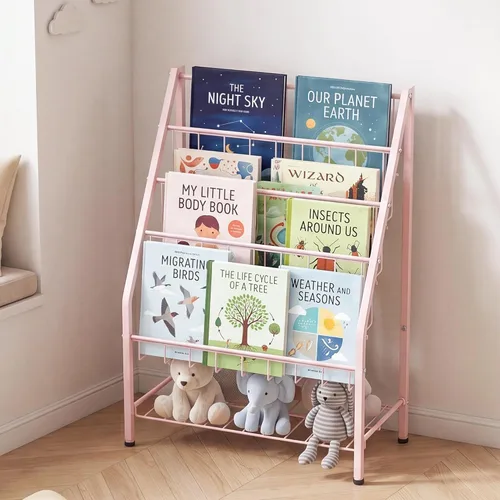 Miniatura 10 de JAQ Kids Bookshelf for Toddlers, 4-Tier Forward Facing Book Display Shelf for Nursery, Playroom & Classroom, Easy Assembly Sling Bookshelf for Small