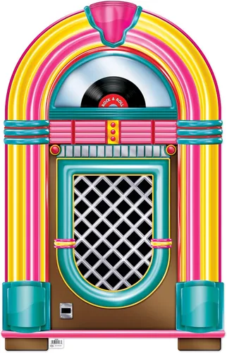 Miniatura 5 de Beistle Recorte de Jukebox, decoración de pared de comedor de los años 50, decoraciones de fiesta de rock & roll de los años 50, decoración