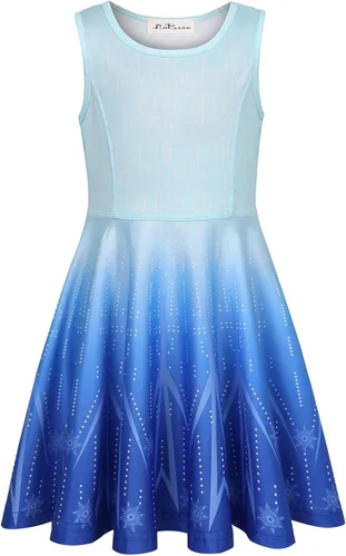 Miniatura 2 de LaBeca - Vestido sin mangas o de manga larga para niñas, vestidos casuales con diseño de unicornio o sirena para niñas pequeñas o grandes