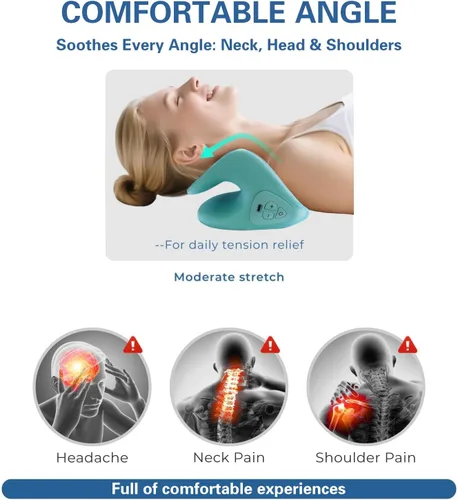 Miniatura 5 de Masajeador de cuello, 6 modos de almohadas eléctricas con calor, masajeador de cuello, masajeador ergonómico de 26 °, portátil para coche, oficina