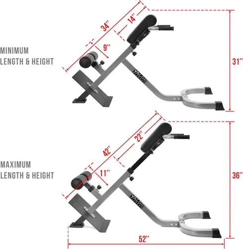 Miniatura 9 de Valor Fitness Silla romana ajustable con clavijas de banda de resistencia para entrenamientos de núcleo, isquiotibiales y abdominales, máximo 250