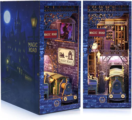 Miniatura 11 de Kit de manualidades 3D para rincón de lectura - Kit de casa en miniatura para adultos, adolescentes y principiantes, estantería de biblioteca