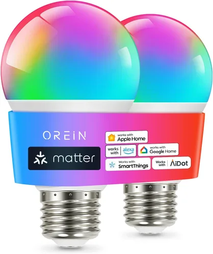 Miniatura 12 de OREiN Matter - Bombilla inteligente, bombillas inteligentes con control remoto que funcionan con Apple Home, Alexa, Google Home, SmartThings