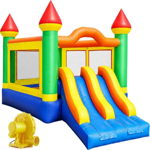 Cloud 9 - Castillo de doble diapositiva de grado comercial 100% PVC y ventilador