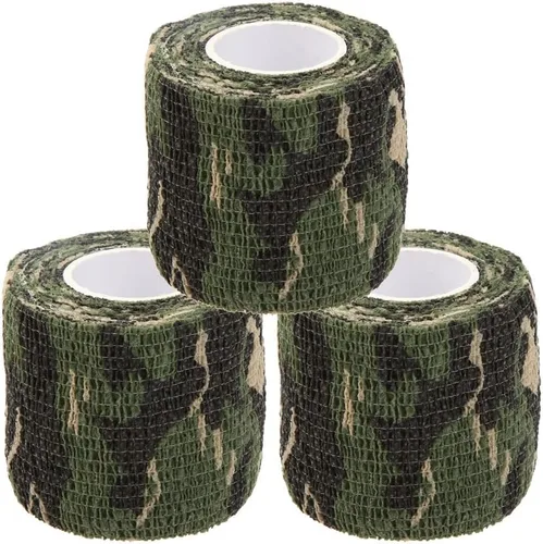 Miniatura 19 de Cinta envolvente autoadhesiva de camuflaje para protección de 5 cm x 4,5 m. Cinta de camuflaje discreta de tela no tejida. Vendaje elástico