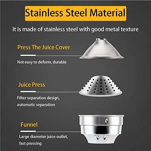 Miniatura 6 de Professional Stainless Steel Citrus Juicer, Heavy Duty Manual Squeezer for High Juice Yield, Ideal for Pomegranate, Lime, and Other Fruits