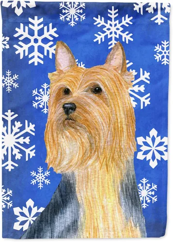 Miniatura 223 de Caroline's Treasures SC9374GF Bulldog English Snow flakes Holiday Garden Flag Buzón Bandera decorativa para patio exterior, patio, obras de arte