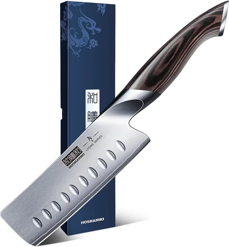 HOSHANHO Cuchillo Nakiri de 5.5 pulgadas, cuchillo de chef japonés de acero inoxidable de alto carbono, cuchillo de cocina multiusos para carne y