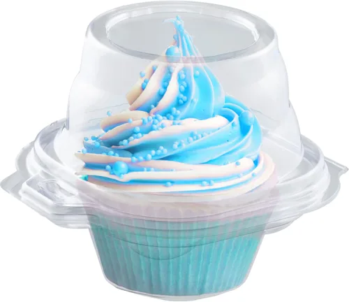 Miniatura 2 de Contenedores individuales para cupcakes (paquete de 25) Cajas de plástico transparente desechables para cupcakes Soporte individual
