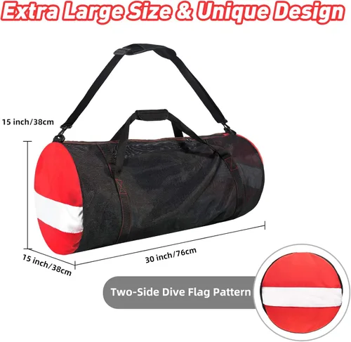 Miniatura 2 de Bolsa de lona de buceo de malla, bolsas de playa deportivas extragrandes con correa de hombro ajustable, bolsas y cremallera