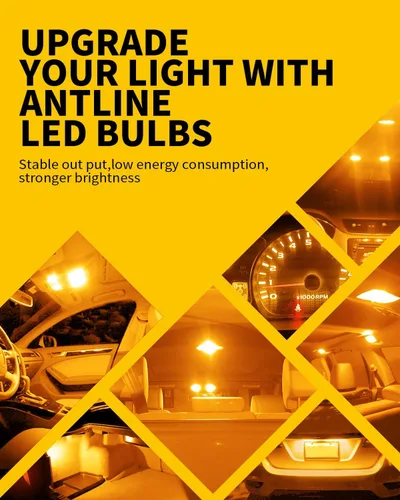 Miniatura 7 de Antline BA9S BA9 1895 1891 53 57 47830 64111 3893 Bombilla LED amarillo ámbar, superbrillante Canbus libre de errores, 12 voltios de repuesto