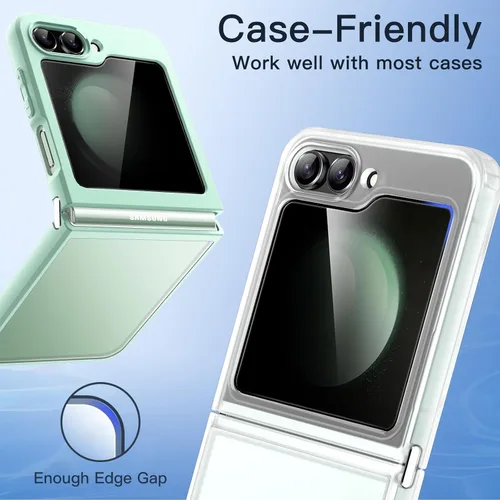 Miniatura 7 de JETech Protector de pantalla de privacidad frontal para Samsung Galaxy Z Flip 5, película de vidrio templado antiespía con herramienta de fácil