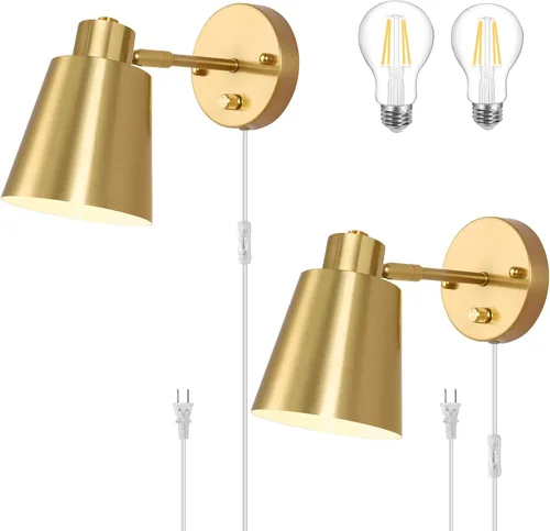 Miniatura 8 de VATONI Aplique de pared enchufable, aplique de pared regulable, luces de pared ajustables con cable de enchufe e interruptor giratorio