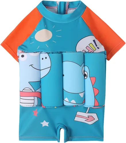 Miniatura 12 de Traje de baño de una pieza para niñas y niños, hawaiano, playa, deporte, verano, traje de baño Azul claro - pterosaurio