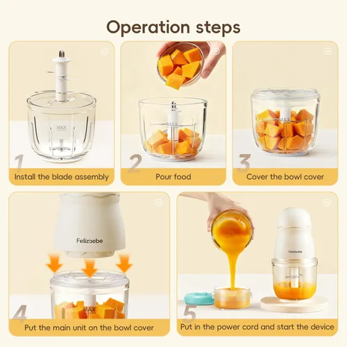 Miniatura 9 de Fabricante de Alimentos para Bebés, Juego Pequeño de Procesador de Alimentos para Bebés, Fruta, Verdura, Carne, Fabricante de Alimentos para Bebés
