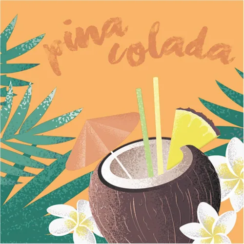 Miniatura 8 de Servilletas de papel de 20 unidades de 13 x 13 pulgadas, 3 capas, estampado de frutas y coco, para arte, cena y fiesta, servilletas desechables