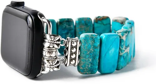 Miniatura 13 de Natural Stone Imperial Jasper Bracelet Beaded-Bands Compatibe with iWatch Series11 10 9 8 7 6 5 4 3 2 1, Handmade Elastic Stretch Beaded Strap For