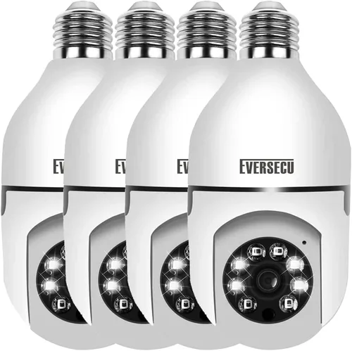 EVERSECU Cámara de seguridad PTZ de bombilla inalámbrica de 1080P 2.0MP con conector E27, seguimiento automático de movimiento, audio bidireccional,