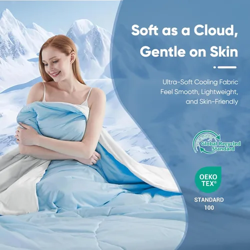 Miniatura 6 de Elegear - Edredón refrescante Queen que absorbe el calor corporal para mantenerse fresco, cobija refrigerante para personas que duermen con calor