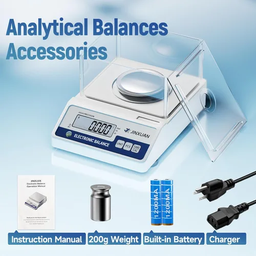 Miniatura 7 de Báscula de laboratorio 500gx0.001g Balanza de alta precisión Balanza analítica, escala de miligramo digital Escala de laboratorio científica