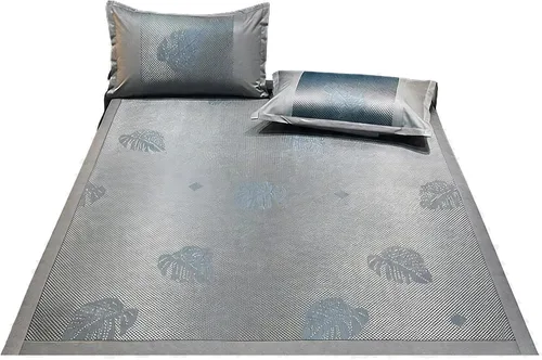 Miniatura 8 de Tapete cuadrado de enfriamiento para cama, tapete de ratán de seda de hielo, Jacquard plegable mezclado seda de hielo y alfombrilla de ratán