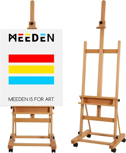 Miniatura 6 de MEEDEN Caballete de pintura artística de 67 a 95 pulgadas de alto, sostiene el lienzo de hasta 48 pulgadas, soporte de caballete de madera de haya