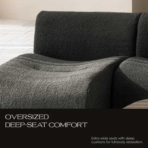 Miniatura 8 de Sofá modular curvado de 92 pulgadas con juego de diván, sofá modular de 3 plazas sin hueso, sofás reversibles en forma de L con asiento profundo