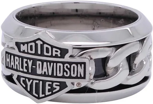 Miniatura 2 de Harley-Davidson Barra de cadena de acero inoxidable para hombre y escudo H-D Anillo HSR0031