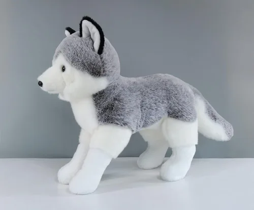 Miniatura 5 de Ice King Bear Peluche realista de Husky siberiano, juguete de peluche, 14 pulgadas de largo, de pie