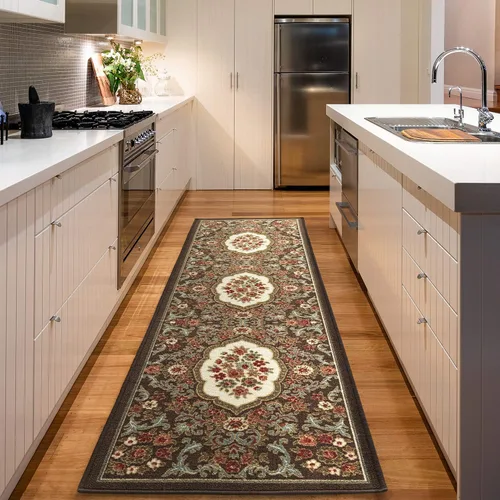 Miniatura 16 de Antep Rugs - Alfombras antideslizantes (no se desliza) 2 x 4 con respaldo de goma con diseño floral moderno de bajo perfil para cocina