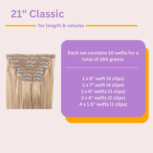 Miniatura 2 de BFB Hair Extensiones de cabello con pinzas para mujer, extensiones de cabello humano real, color rubio beige con reflejos rubios, 21 pulgadas, 10