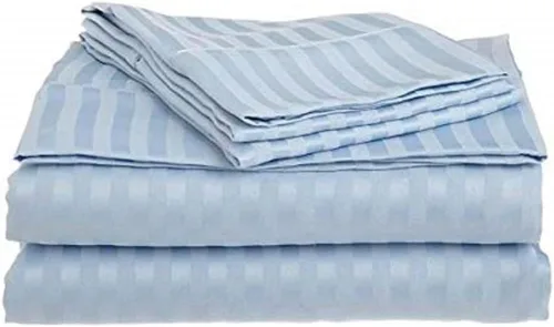 Miniatura 10 de Real juego de 3 sábanas bajeras y 2 fundas de almohada de algodón natural peinado de fibra larga, tejido de satén suave y sedoso, tamaño individual