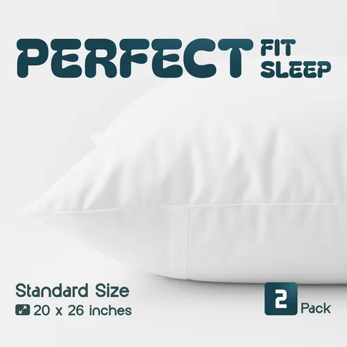 Miniatura 2 de Funda de almohada White Classic con cremallera, tamaño estándar de 50 x 70 cm, 2 unidades, Algodón, Blanco, Estándar