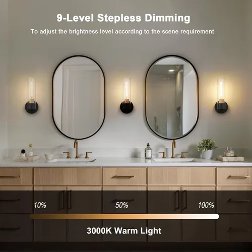 Miniatura 5 de Juego de 2 apliques de pared a pilas, luces de pared inalámbricas con control remoto, lámparas de pared regulables recargables para dormitorio