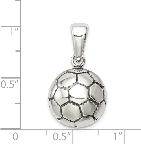 Miniatura 2 de Colgante de plata de ley 925 maciza para hombre, estilo vintage de bola de fútbol, 0.787 in x 0.591 in