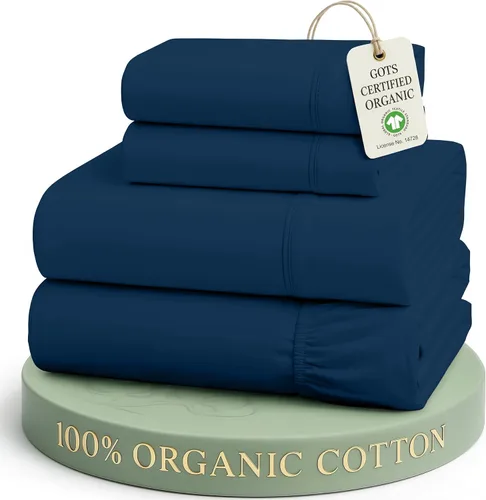 Miniatura 40 de Lane Linen Sábanas de cama tamaño Queen, juego de sábanas 100 % algodón orgánico, sábanas refrescantes suaves tamaño Queen, juego de sábanas Queen