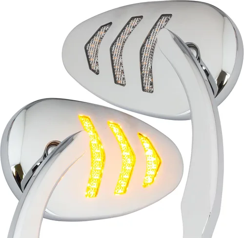 Miniatura 4 de Eagle Lights Espejo LED con intermitentes secuenciales compatibles con motocicletas Harley Davidson - Negro