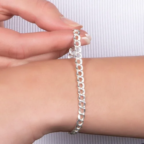 Miniatura 5 de PORI JEWELERS Pulsera de plata de ley 925 con eslabones italianos para hombre y mujer, Metal