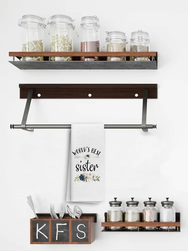 Miniatura 3 de TNUW Mejores toallas de cocina para hermanas 40x60 cm, toallas de mano florales suaves y absorbentes para té y platos, regalos para cumpleaños